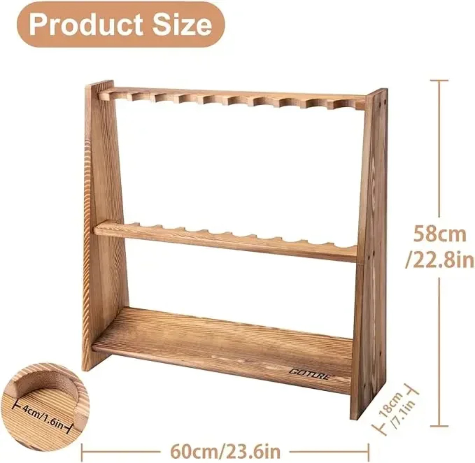 Goture Carbonized Pine Wood Fi - Fishing Rod Rack ulasan dan harga